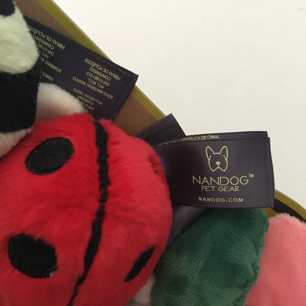 NEW Dog Toys Small Plush 3pk Squeaker & Crinkle Butterfly, Bee, Ladybug | NANDOG